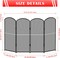 4-Panel Foldable Fireplace Screen Stand - Black Metal Mesh Spark Guard Cover with Decorative Arch Design, 47.8"W x 31"H for Indoor Fireplace Protection